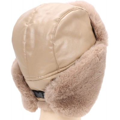 Bomber Hats Faux Fur Earflap Winter Hat for Men Women Russian Trapper Soviet Ushanka Bomber Hat - Khaki2 - CE192034K7M $35.24