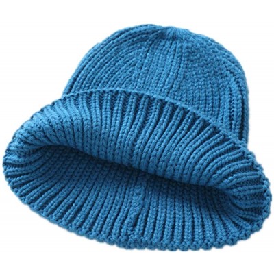 Skullies & Beanies Women Men Skull Hat Winter Cuff Beanie Soft Warm Knit Cap Watch Hat - Blue - CV18ZK26OEQ $10.39