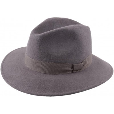 Fedoras Traveller Cavalier Wool Felt Fedora Hat - Gris - CL187IT3CQK $39.11