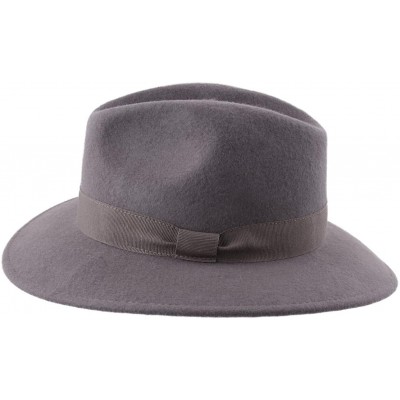 Fedoras Traveller Cavalier Wool Felt Fedora Hat - Gris - CL187IT3CQK $39.11