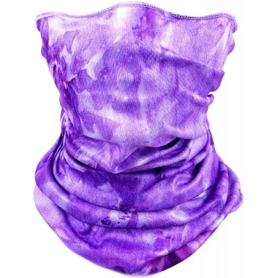 Balaclavas Balaclava Neck Gaiters Face Scarf Unisex Headwear Stretchy Bandana Dust Scarf Headbands - Purple Tie Dye - CC198SL...