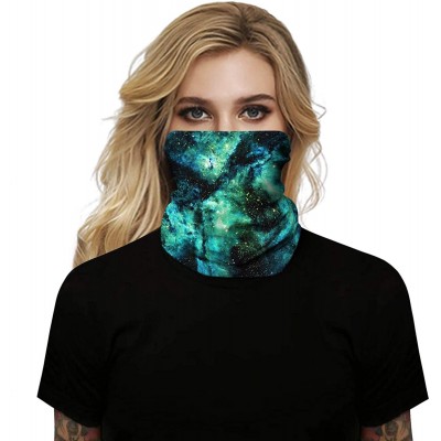 Balaclavas Women's 3D Galaxy Print Multifunctional Headwear Face Mask Headband Neck Gaiter Face Scarf - Galaxy Dark Green - C...