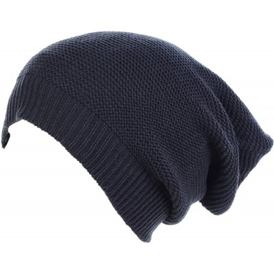 Skullies & Beanies an Unisex Striped Knit Slouchy Beanie Hat Lightweight Soft Fashion Cap - 5014navy - C619893E6IT $16.74
