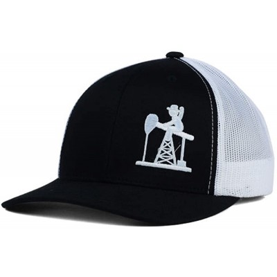 Baseball Caps Pumpjack Cowboy Black/White Trucker- Mesh Hat- OSHA - CO12H01TWWF $20.04