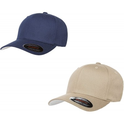 Baseball Caps Adult's 5001 2-Pack Premium Original Twill Fitted Hat - Navy/Khaki - CK12GYW9LOF $19.89