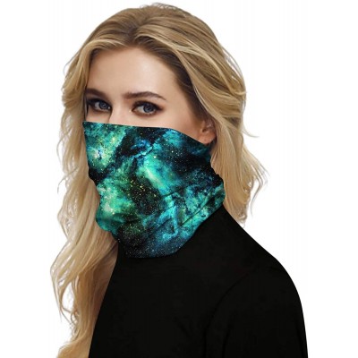 Balaclavas Women's 3D Galaxy Print Multifunctional Headwear Face Mask Headband Neck Gaiter Face Scarf - Galaxy Dark Green - C...