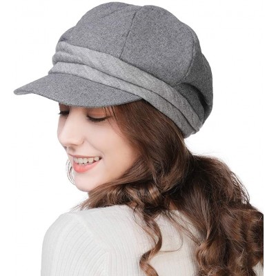 Baseball Caps Winter Newsboy Cap for Women Ladies Conductor Paperboy Visor Flat Gatsby Berets Hat 55-61 cm - 69214-grey - C81...