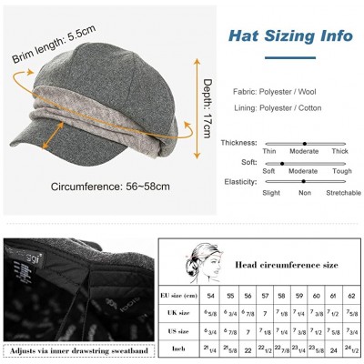 Baseball Caps Winter Newsboy Cap for Women Ladies Conductor Paperboy Visor Flat Gatsby Berets Hat 55-61 cm - 69214-grey - C81...