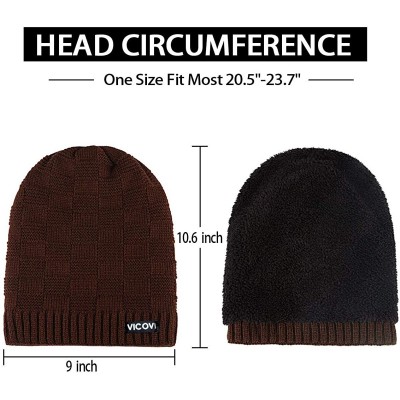 Skullies & Beanies Winter Knit Beanie Hats for Men and Women Warm Fleece Stretch Slouchy Skull Cap - Coffee - CV18L257OUU $13.84