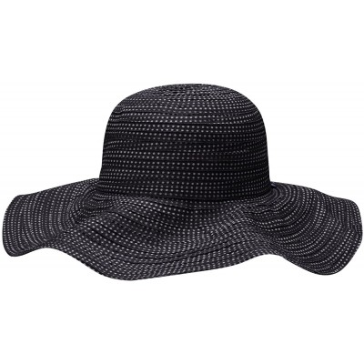 Sun Hats Women's Scrunchie Sun Hat - UPF 50+- Ultra-Light- Wide Brim- Floppy- Packable - Black With White Dots - C9118ENBC1X ...