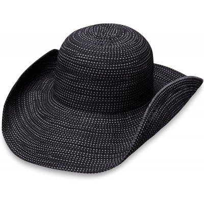 Sun Hats Women's Scrunchie Sun Hat - UPF 50+- Ultra-Light- Wide Brim- Floppy- Packable - Black With White Dots - C9118ENBC1X ...
