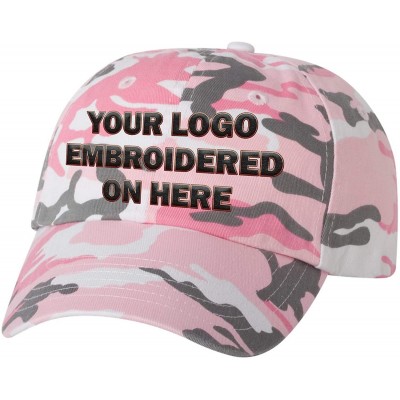 Baseball Caps Custom Dad Soft Hat Add Your Own Embroidered Logo Personalized Adjustable Cap - Pink Camo - CL1953WQ3YL $25.03