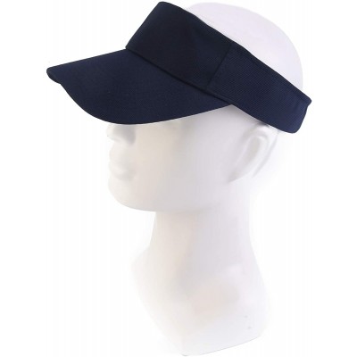 Visors Plain Men Women Sport Headband Sun Visor Adjustable Athletic Sportswear Runing Outdoor Hat Cap - Navy Blue - CI18QMRYI...