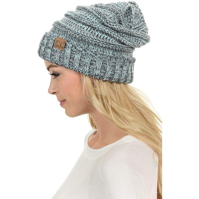 Skullies & Beanies Hat-100 Oversized Baggy Slouch Thick Warm Cap Hat Skully Cable Knit Beanie - Mint Mix - C118XHKN0ON $13.41
