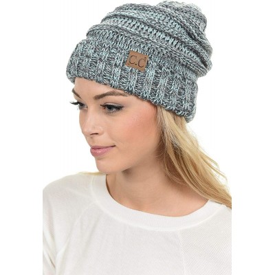 Skullies & Beanies Hat-100 Oversized Baggy Slouch Thick Warm Cap Hat Skully Cable Knit Beanie - Mint Mix - C118XHKN0ON $13.41