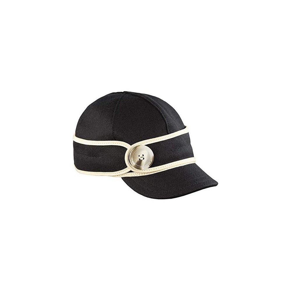 Newsboy Caps Button Up Cap - Decorative Wool Hat with Earflap - Black/White - CJ121FMXMLH $31.22