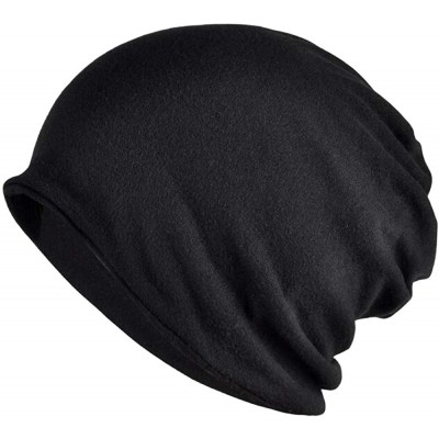 Skullies & Beanies Women's Baggy Slouchy Beanie Chemo Hat Cap Scarf - Solid-black - CJ18L79X6D8 $20.43