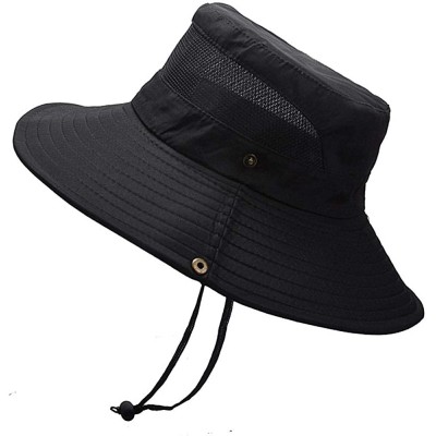 Bucket Hats Outdoor UPF 50+ UV Sun Protection Waterproof Breathable Wide Brim Bucket Sun Hat for Men/Women - Black-2 - C818NZ...