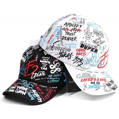 Baseball Caps Designer Graffiti Doodle Cotton Baseball Cap for Men Women- BTS Kpop Hat w/Curve Brim- Adjustable - CE195QEYM86...