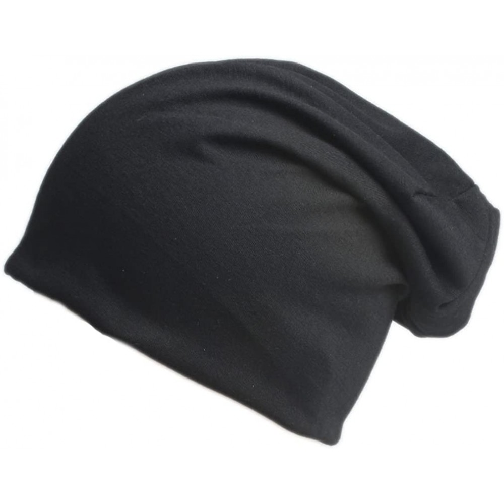 Skullies & Beanies Unisex Oversized Ski Slouch Hat Baggy Slouchy Stretch Beanies Skull Cap - Black - C91840Q293Y $7.68