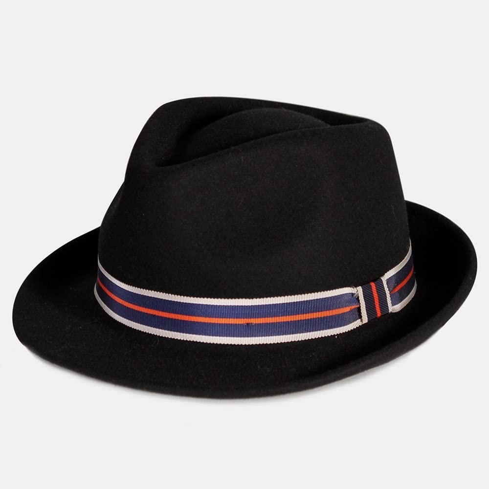 Fedoras Pmw86 Pamoa Wool Felt Fedora with Crocodile Leather Trim - Pmw83 Black - C6129VFSVQV $23.33