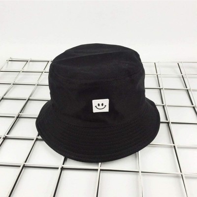 Cowboy Hats Unise Hat Summer Travel Bucket Beach Sun Hat Smile Face Visor - Black1 - CN196OGHCY4 $7.22