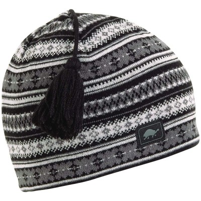 Skullies & Beanies Lift Line Merino Wool Nordic Style Knit Beanie- Fleece Lined Wool Hat - Lift Line Black - CI12MAUIIDC $78.21