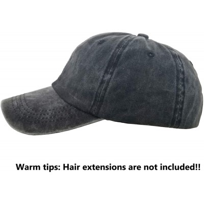 Baseball Caps Ponytail Baseball Hat Distressed Retro Washed Cotton Twill - Black - CM18GYTHZ6Z $8.60