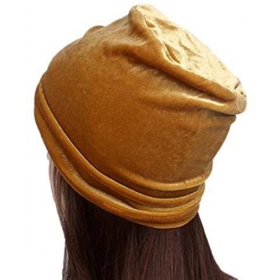 Skullies & Beanies Ruffle Flower Chemo Turban Headband Scarf Beanie Hat Head Wrap Cap for Cancer - Gold - C2186XYLTUC $10.11