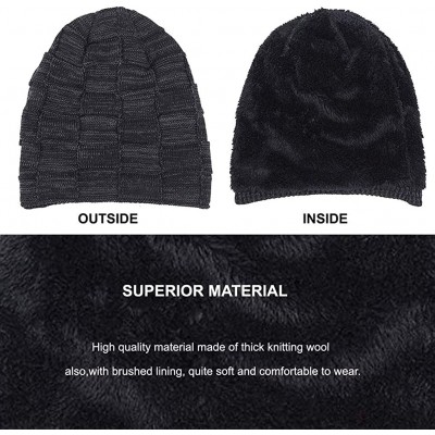 Skullies & Beanies 3Pcs Winter Beanie Hat- Warmer Scarf-Touchscreen Gloves Set for Men Women - Black - C418HACTCU6 $16.44