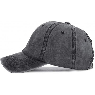 Baseball Caps Ponytail Baseball Hat Distressed Retro Washed Cotton Twill - Black - CM18GYTHZ6Z $8.60