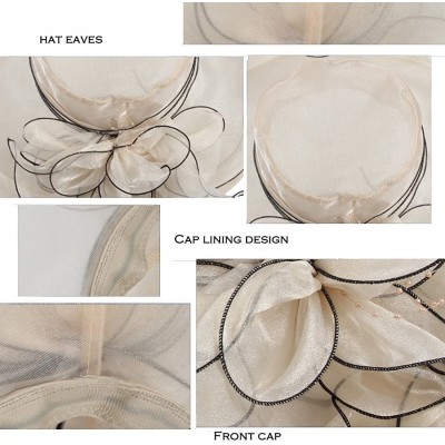 Sun Hats Women's Wedding Dress Church Hat Flowers Gauze Sun Derby Hat - Beige - CE183KNERX9 $15.45