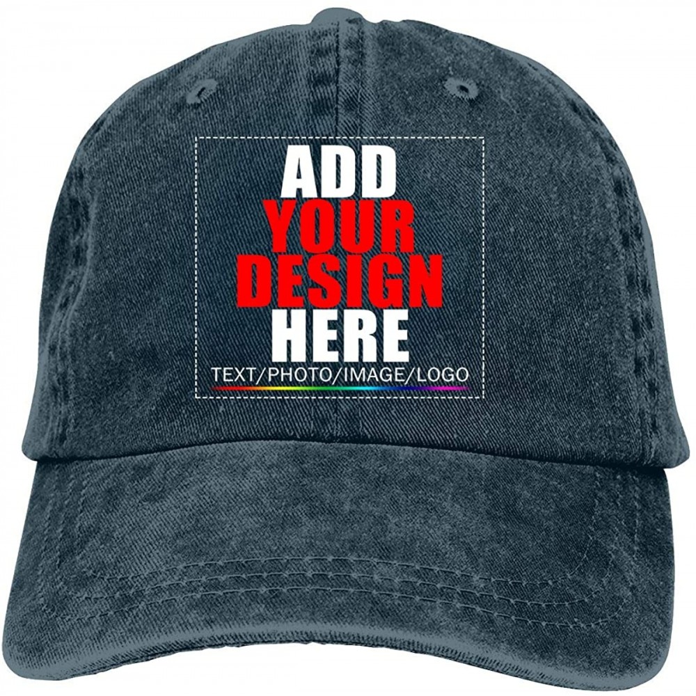 Baseball Caps Custom Baseball Caps- Design Your Own Hat- Team Photo Text Logo Graphic Print - Denim Navy - CG18U9AY2TD $14.34