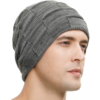 Skullies & Beanies Slouchy Beanie for Men Winter Hats for Guys Cool Beanies Mens Lined Knit Warm Thick Skully Stocking Binie ...