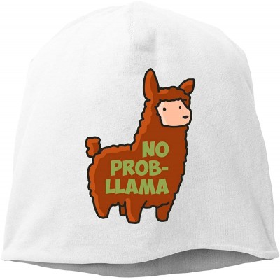 Skullies & Beanies Woman Skull Cap Beanie No Prob Llama Headwear Knit Hat Warm Hip-hop Hat - White - C118K0L92OA $18.35
