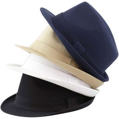 Fedoras Unisex Cotton Twill Herringbone Fedora Hat - Khaki - CH12K7KVO1N $11.08