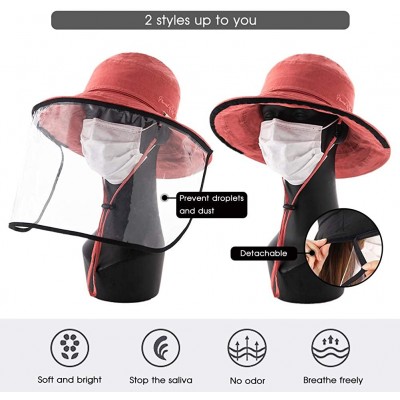 Newsboy Caps Womens UPF50+ Linen/Cotton Summer Sunhat Bucket Packable Hats w/Chin Cord - 00016_red(with Face Shield) - CU188T...