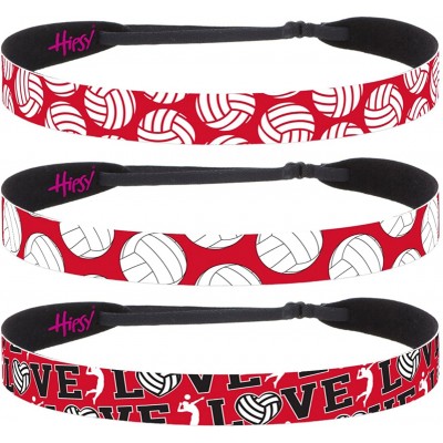 Headbands Cute Adjustable No Slip I Love Volleyball Headbands for Girls & Women - Volleyball Mixed Red 3pk - CJ188EAA9GM $17.58