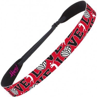 Headbands Cute Adjustable No Slip I Love Volleyball Headbands for Girls & Women - Volleyball Mixed Red 3pk - CJ188EAA9GM $17.58