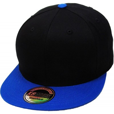 Baseball Caps Classic Snapback Hat Blank Cap - Cotton & Wool Blend Flat Visor - (1.6) Black Royal - CW11JEE344J $23.18