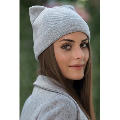 Skullies & Beanies Women's Hat Cat Ear Crochet Braided Knit Caps - Grey - CT186XLSSIZ $12.34
