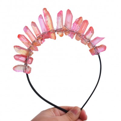 Headbands Raw Crystal Quartz Tiara Mermaid Crown Headband (Full Crown-04) - Full Crown-05 - CH18GYXLQLC $14.84