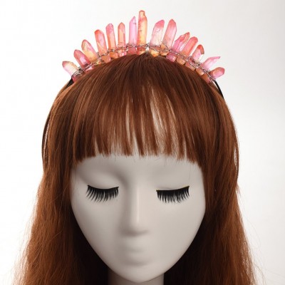 Headbands Raw Crystal Quartz Tiara Mermaid Crown Headband (Full Crown-04) - Full Crown-05 - CH18GYXLQLC $14.84