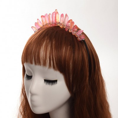 Headbands Raw Crystal Quartz Tiara Mermaid Crown Headband (Full Crown-04) - Full Crown-05 - CH18GYXLQLC $14.84