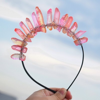 Headbands Raw Crystal Quartz Tiara Mermaid Crown Headband (Full Crown-04) - Full Crown-05 - CH18GYXLQLC $14.84