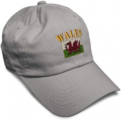 Baseball Caps Soft Baseball Cap Wales Flag Embroidery Dad Hats for Men & Women Buckle Closure - Light Grey - CC18YMDGQ5N $14.83