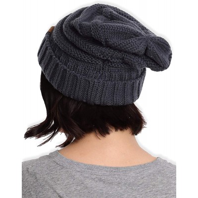 Skullies & Beanies Slouchy Cable Knit Beanie for Women - Warm & Cute Winter Hats for Cold Weather - Dark Gray - CM184AKWI3Q $...