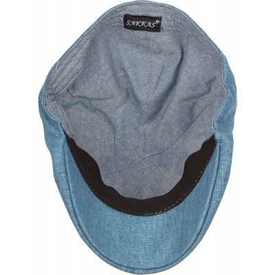 Newsboy Caps Mens Linen Newsboy Ivy Flat Cap - Blue - CC11DMJ9MBV $12.18