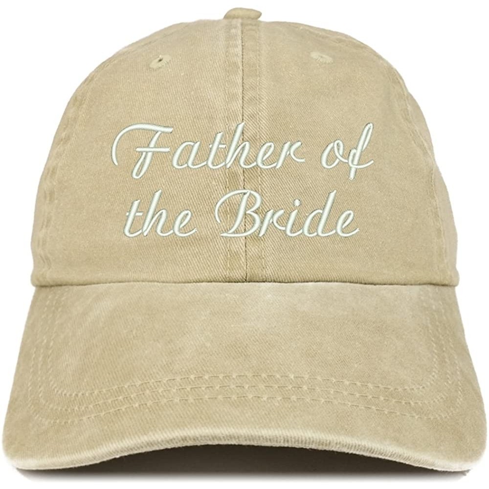 Baseball Caps Father of The Bride Embroidered Washed Cotton Adjustable Cap - Khaki - CU12FM6FTK9 $19.98