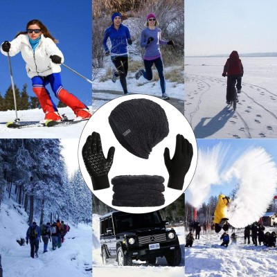 Skullies & Beanies Hat Beanie Scarf Scarves Gloves Combo Adult Women Men Winter Warm Snow Skull Cap Set Touch Glove Mittens J...